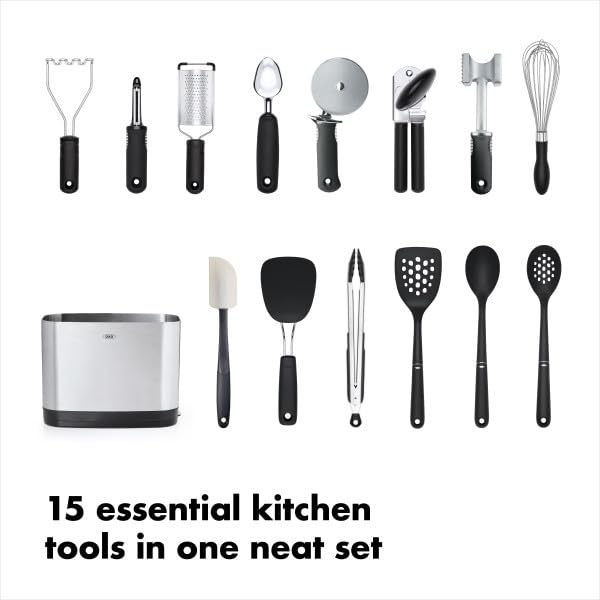 OXO Good Grips 15-Piece Everyday Kitchen Utensil Set, Silver