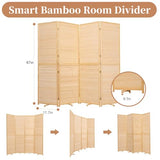Room Divider Folding Privacy Screens, Hand-Made 67'' High Bamboo Room Dividers Freestanding 2-in-1 Multifunction 4 Panel Wall Divider for Room Separation, Portable Room Partitions and Dividers HOMSCREENER