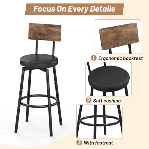 Zevemomo Dining Table Set for 4, 5-Piece Bar Table Set, Kitchen Table and Chairs, Counter Height High Top Table with 4 PU Upholstered Stools, Space-Saving Pub Table Sets for Small Space, Brown Zevemomo