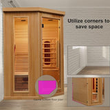 Smartmak Far Infrared Single Recliner Wooden Sauna,Home Indoor Canadian Hemlock Wooden Sauna,with 6 Heaters,Oxygen Bar,LED Controller,Bluetooth,Color Therapy Light(220V, 2300W) Smartmak