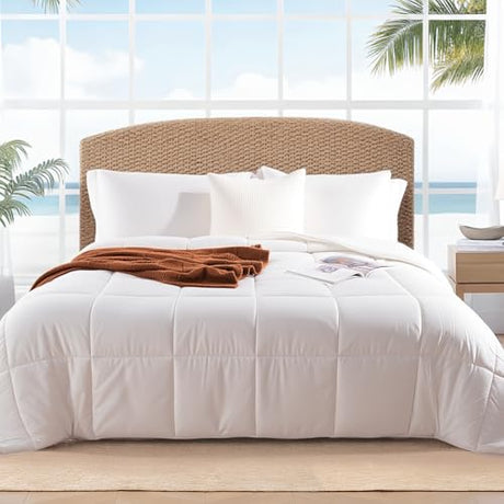 NEXHOME PRO Viscose from Bamboo Super King Comforter, Cooling Lightweight White Natural Organic Duvet Insert, Summer Bedding Blanket Cool Comforters for Hot Sleepers, 8 Corner Tabs(98"x 120") NEXHOME PRO