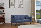 Container Furniture Direct 72" Retro Velvet Sofa Bed - Vintage Modern Convertible Futon w/Reclining Backrest - Velvet Upholstery on Solid Wood Frame (72" L x 34.6" W x 30.23" H), Dark Blue Container Furniture Direct