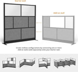 Stand Up Desk Store Expanse Modular Wall | 70'' x 70'' Wall | Expandable Partition Room Divider with Rearrangeable Frosted Acrylic & Sound Absorbent Panels (Black Frame) S Stand Up Desk Store