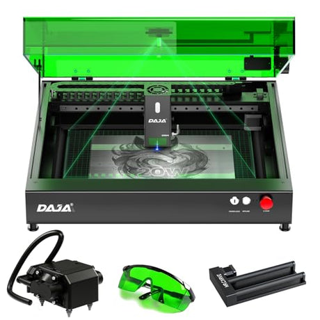 DAJA A8 20W Diode Desktop Laser Engraver Machine with Air Assist Smart 16MP Cameras, 600mm/s Speed Beginner-friendly Class 1 Safety Laser Engraver for Wood and Metal, Acrylic, DAJA