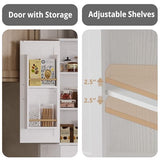 IRONCK Corner Cabinet with Drawer, 72" Kitchen Pantry Cabinet, 5-Tier Farmhouse Pantry with 3 Adjustable Shelves, 2 Doors Storage, Spacious Hutch for Kitchen, Living Room, White IRONCK