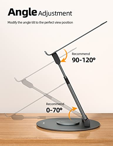 Nulaxy Telescopic 360 Rotating Laptop Stand for Desk Adjustable Height Swivel Pull Out Design Ergonomic Laptop Riser Standing Desk Converter Fits All 10-17" Laptops Computer MacBook, Gray Nulaxy