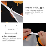 Aesthetic Duvet Cover Set Black - Single 3-Piece Double-Sided Printed Bedding with Minimalist Pumpkin Cartoon Design, Ultra-Soft Microfiber Quilt Cover with Zipper for a Calm Generic