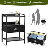 Night Stand with 1 Fabric Drawer and Sturdy Metal Frame, Modern Bedside Table Lightweight & Durable -55LB Load Capacity, Wear-Resistant & Easy-Clean Surface, Black YEYSHAOM