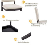 JIJIWANG 47.3" Round Dining Set with 4 Upholstered Dining Chairs, Modern Dining Table Set for 4, 5-Piece Round Dining Table Set for Living Room, Kitchen, Antique Black & Beige JIJIWANG