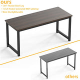 NSdirect Large Office Desk for Home Office, Large 63” Computer Desk Table, Wide Writing Study Desk for 2 Person, Metal Sturdy Frame Thicker Steel Legs, Black Chocolate NSdirect
