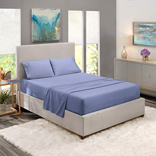 Nestl Full Sheet Set - Luxury 1800 Ultra-Soft Microfiber Full Bed Sheets - Double Brushed - Deep Pockets - Easy Fit - 4 Piece Set - Bedding Sheets & Pillowcases (Full, Stone Blue) Nestl