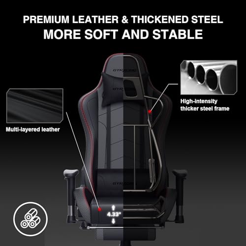 GTRACING Gaming Chair with Footrest Speakers Video Game Chair Bluetooth Music Heavy Duty Ergonomic Computer Office Desk Chair (Black) GTRACING