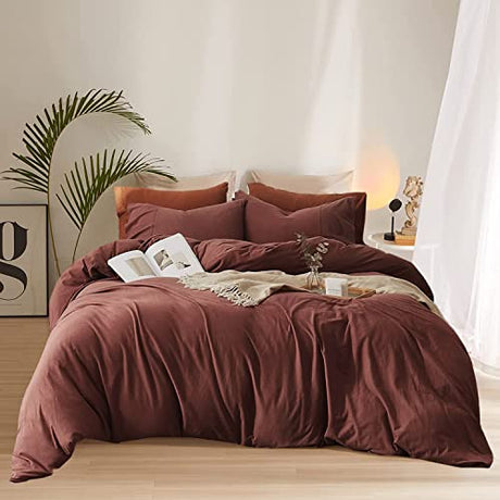 Pureant Brick Red Comforter Sets California King Women Girls Dark Rust Red Bedding Comforters Cotton Modern Solid Blackish Red Warm Quilts Cal King Adults Teens Pure Dark Red Blankets Durable Pureant