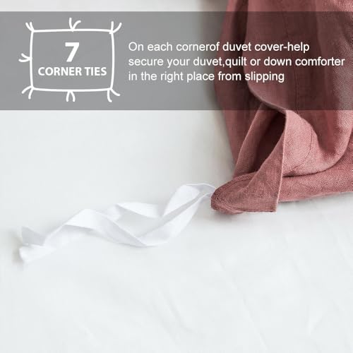 Simple&Opulence 100% French Linen Duvet Cover Set, 3 Pieces Belgian Flax Breathable Bedding, King Size 104''x92'' (1 Comforter Cover+2 Pillowshams) with Tie Closure Style, Red Simple&Opulence