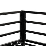 Furniture of America Dravenor Modern Metal Twin Over Twin Low Profile Bunk Bed with Reversible Ladder and Twnty-Two Slats, No Box Spring Required, for Kids, Bedroom, Dorm, Black Furniture of America