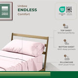 THREAD SPREAD 100% Organic Cotton Sheets Twin Size - 3 PC Organic Cotton Twin Size Percale Weave Sheet Set, Soft, Cooling, Crisp & Breathable, 16" Deep Pocket Bedding Set for Dorm Room - Blush THREAD SPREAD