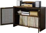 Crosley Furniture Kenji Media Console, Record Player Stand with Vinyl Storage, Modern Home Organizer, Dark Brown Crosley Furniture