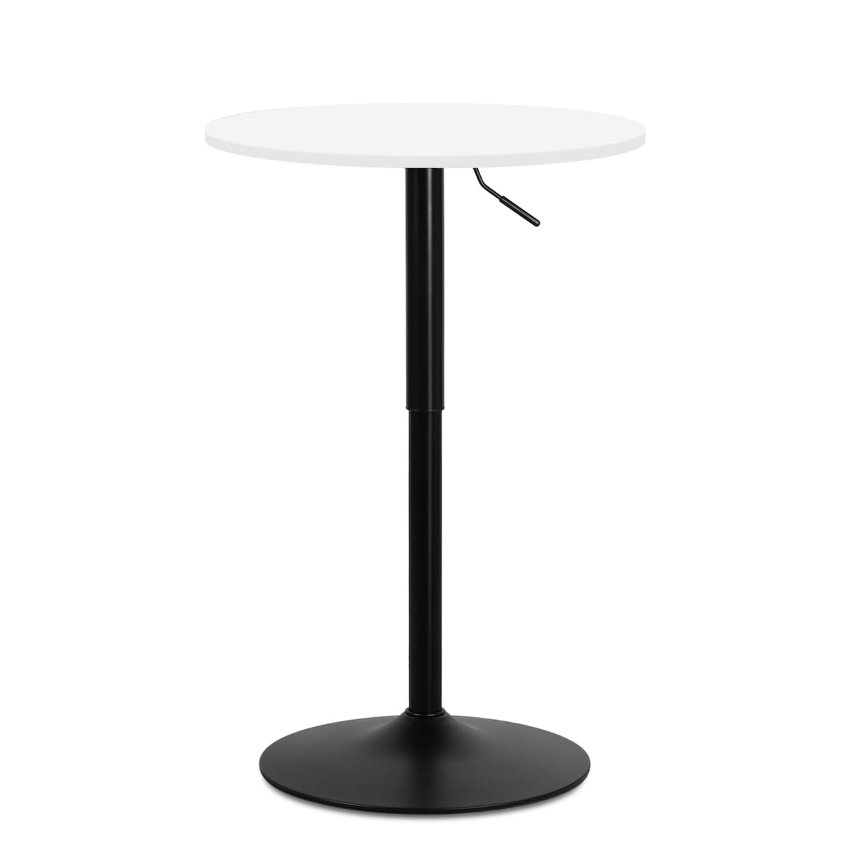 MoNiBloom Pub Round Table White Wood Texture Top with Metal Base and with Adjustable Height, 23.5" Diameter Modern Cocktail Bistro Table for Dining Bistro Cafe Home Bar (White) MoNiBloom