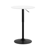 MoNiBloom Pub Round Table White Wood Texture Top with Metal Base and with Adjustable Height, 23.5" Diameter Modern Cocktail Bistro Table for Dining Bistro Cafe Home Bar (White) MoNiBloom