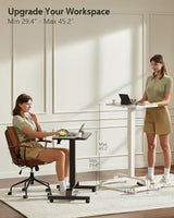 WALKINGDESK Height Adjustable Mobile Standing Desk with 360° Swivel Casters, 29"-45" Pneumatic Rolling Desk on Wheels, Perfect for Home Office, Bedroom, Living Room, White WALKINGDESK