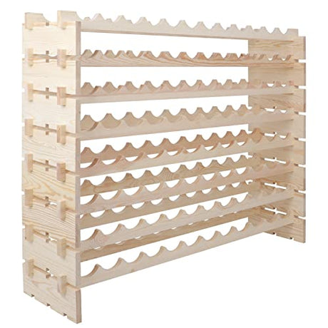 ZenStyle 96 Bottles Wine Rack, 8-Tier Wooden Stackable Wine Cellar Racks, Wine Storage Racks Countertop, Free Standing Wine Bottle Stand Holder Display Shelves ZenStyle