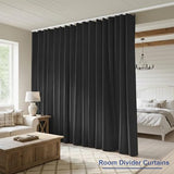 Cbsroro Room Divider Curtains, Blackout Ceiling Track Curtains with Hooks Wall Dividers for Bedroom Living Room Separation Office Privacy Partition, Noise Reduction, W100 × L84 Inch,1 Panel, Black cbsroro