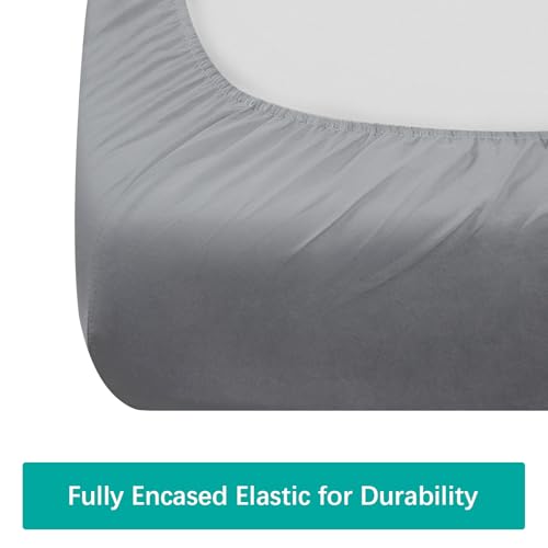 Biloban 4 Piece Toddler Bedding Set,Ultra Soft and Breathable Crib Bedding Set,Includes Quilted Comforter,Fitted Sheet,Flat Top Sheet and Envelope Pillowcase for Boys and Girls,Grey & Leaf Biloban