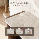 COSIEST 43.3" Farmhouse Console Table for Entryway, 2-Tier Sofa Table with Faux Stone Grain Top, Slim Accent Table for Hallway, Behind Couch, or Living Room, Brown Wood Look COSIEST