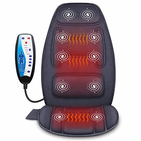 Snailax Massage Seat Cushion with Heat - Extra Memory Foam Support Pad in Neck and Lumbar,10 Vibration Massage Motors, 2 Heat Levels, Back Massager Chair Pad for Back Snailax