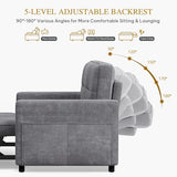 DWVO 55" Convertible Sofa Bed, 3-in-1 Sleeper Sofa with Pull-Out Couch, Velvet Futon Couch with Adjustable Backrest and USB, Modern Loveseat for Living Room Apartment, Light Grey DWVO