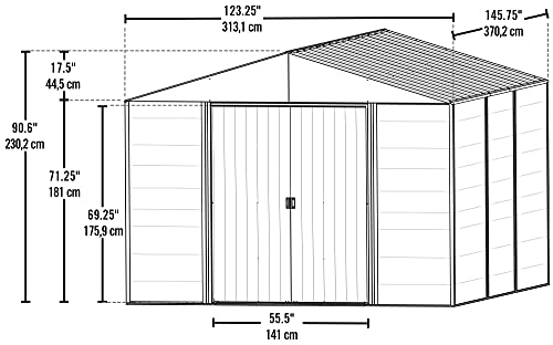 Arrow 10' x 12' Ironwood Galvanized Steel Hybrid Outdoor Shed Kit, Anthracite Arrow