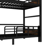 Twin XL Over Twin XL Bunk Bed with Headboard and Full Length Guardrail, Separable Bunk Bed, Heavy Duty Bunk Beds Can Turns Into Loft Bed and Platform Bed, Black Bellemave