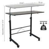 Karl home Side Table Mobile Standing Desk Adjustable Height Portable Laptop Table, TV Tray Computer Workstation Sofa Bed Teble for Home Office, Desktop 23.62" L x 15.75" W, Black Karl home
