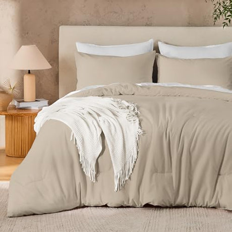 Andency Twin Size Comforter Set for Boys Girls, Oatmeal Wheat Solid Boho Bedding Set 2 Pieces for Kids Teens, Soft Fluffy Lightweight Bed Set for All Season (66x90In Comforter & 1 Pillowcase) Andency