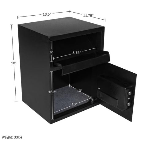 Electronic Safe Deposit Box - Drop Safe with Digital Keypad and 2 Manual Override Keys for Business Cash Drops or Home Safety by Paragon Safes (Black) Paragon Lock & Safe