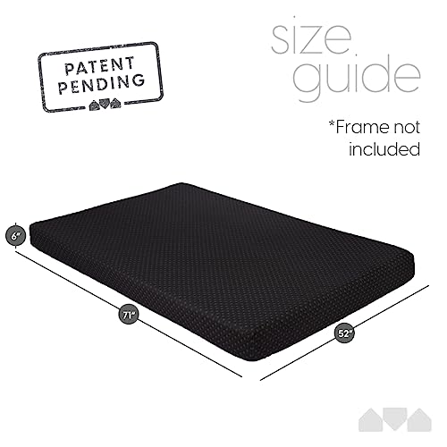 Milliard Memory Foam Futon Mattress - Full Size (Frame Not Included) (Black), 71"52"x6" Milliard