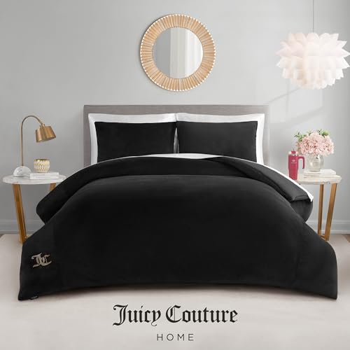 Juicy Couture Black Velour Full/Queen Comforter Set - 3 Piece Luxury Bedding Ensemble Juicy Couture