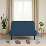 Full Size Armless Futon Covers - 100% Egyptian Cotton Futon Slipcovers - Zippered Couch Cover Sofa Bed Protector, Sleeper Sofa Cover, Machine Washable, Medium Blue Yarns of Cotton