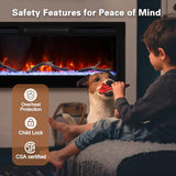 Cheerway 42’’ Smart WiFi Electric Fireplace Heater, Wall Mounted & Recessed Electric Fireplace Insert w/Timer, Child Lock, Crackling Sound, App & Remote Control, Adjustable Flame,1500W Cheerway