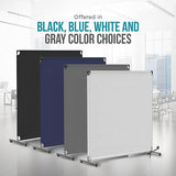 Steel-AID 50-inch Rolling Privacy Room Divider - Freestanding Office Wall Partition with Non See-Through Blackout Screen - Sturdy & Durable Iron Frame - Rolling Wheels - Black, White, Gray & Blue STEELAID