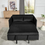 HKXINANJIAHE 3 in 1 Convertible Sleeper Futon Sofa Bed, Velvet Small Loveseat with Reclining Backrest and Side Pockets for Living Room, Includes 2 Pillows HKXINANJIAHE