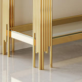 Maotifeys Modern 2-Tier Glass Console Table Luxury Clear Tempered Glass Top Sofa Table with Shiny Gold Legs 55" Slim Entryway Hall Tables with Storage Shelf for Living Room Bedroom Maotifeys