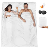 BREENHILL Double Sleeping Bag Liner，Camping Sheets & Travel Sheet, Hostels & Traveling Adult Sleep Sack for Backpacking, Hotels Lightweight Single & Double Camping Sleeping Bag Liners White BREENHILL