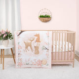 The Peanutshell 3 Piece Baby Crib Bedding Set for Girls - Newborn, Infant & Toddler Nursery Bed Set Decor with Fitted Crib Sheet, Dust Ruffle Comforter - Fairytale Forest The Peanutshell