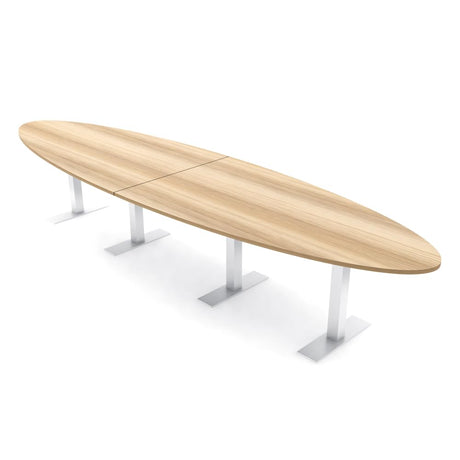SKUTCHI DESIGNS INC. 12 Person Modular Conference Table with Metal T Bases | Oval Meeting Table | Harmony Series | 14Ft | Blonde Sufside Ash SKUTCHI DESIGNS INC.