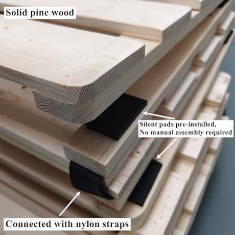 LOBOTOU Queen Size Foldable Wood Bed Slats, Breathable Wooden Mattress Support Base, Japanese Tatami Floor Bed Frame for Guest Bedroom, Easy to Store (Queen (U.S. Standard)) LOBOTOU
