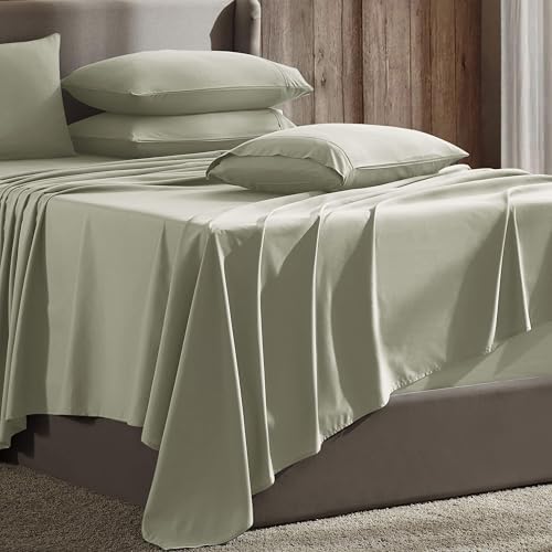 Hearth & Harbor Extra Deep Pocket Sheet Sets, Luxury Soft 6 Piece Bed Sheet Set Fits Mattress 18-24 Inches - King, Sage Green New Hearth & Harbor