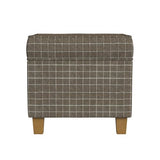 Homepop Home Decor Classic Square Storage Ottoman with Lift Off Lid | Ottoman with Storage for Living Room & Bedroom, Brown Window Pane Fabric HomePop