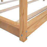 Favfurish Natural King Size Canopy Platform Bed Frame with Support Legs Favfurish