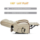 Trustyue Dual Motor Power Lift Recliner Chair, Lay Flat Recliner, Lift Chair with Massage and Heat, Standing Assistance, Infinite Position Reclining, Living Room Chair (Faux Leather Beige)
